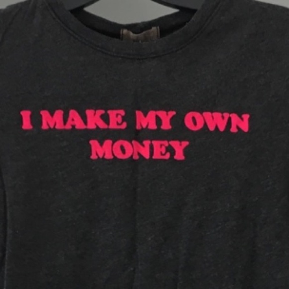 XS Vintage tee dark gray with fuzzy lettering
